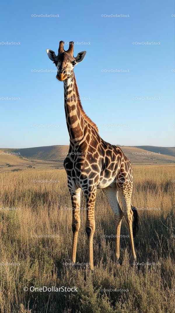 Majestic Giraffe Standing Tall in the African Savanna