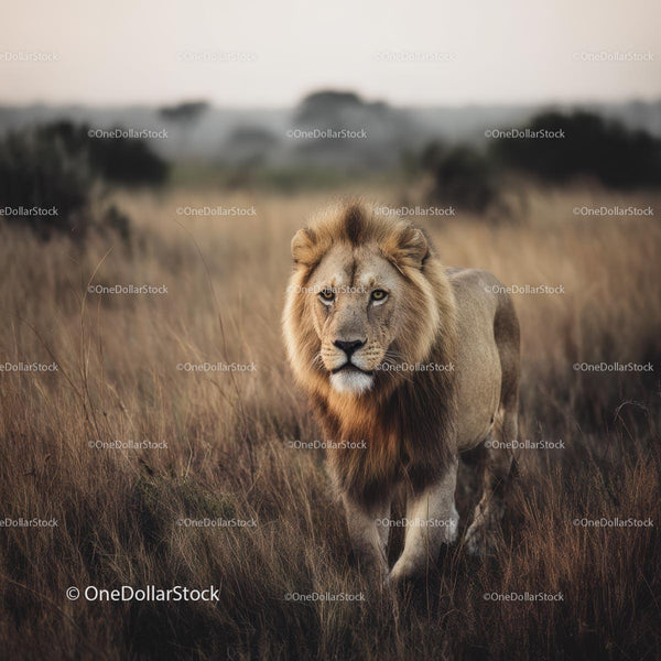 Majestic Lion Roaming the African Savanna