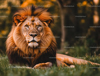 Majestic Lion Resting in African Wilderness