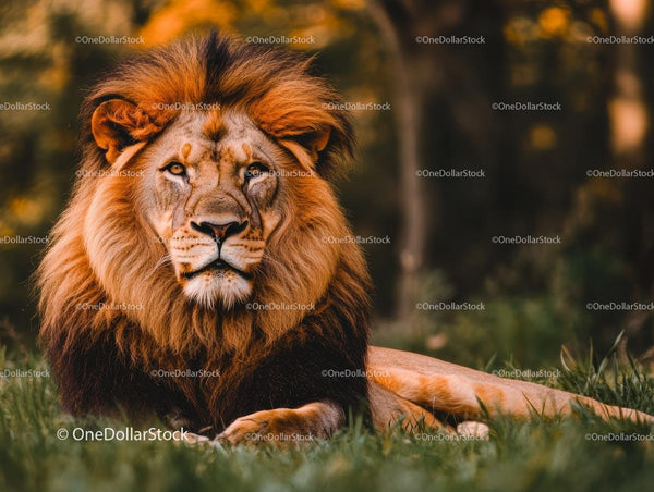 Majestic Lion Resting in African Wilderness