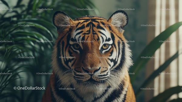 Majestic Bengal Tiger with Fierce Gaze in Jungle Setting
