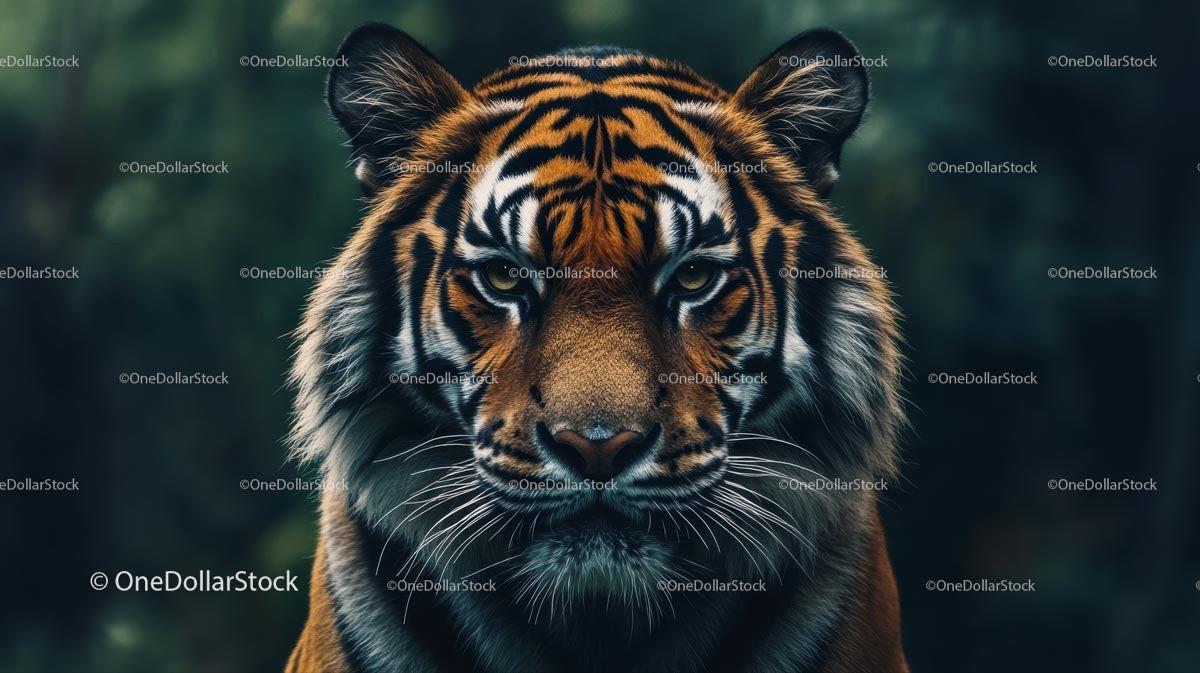 Intense Gaze of a Majestic Bengal Tiger in the Jungle
