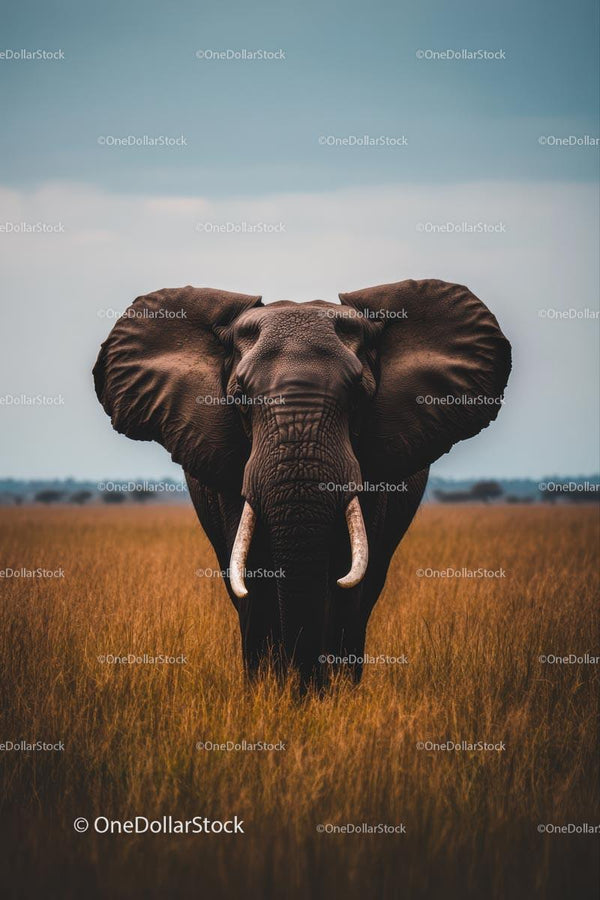 Majestic Elephant Standing in the African Savannah