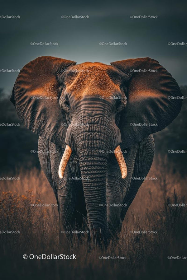 Majestic African Elephant in the Wild Savanna
