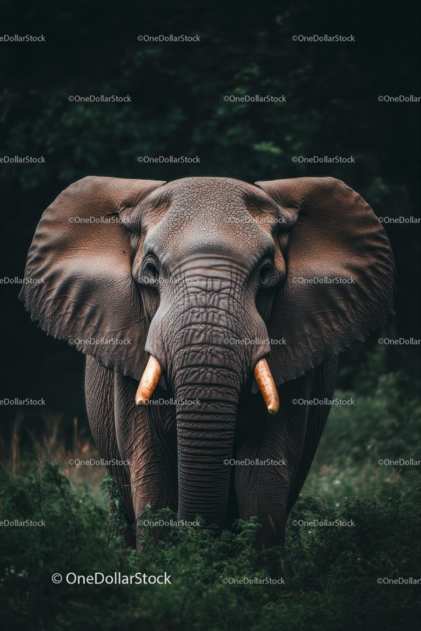 Majestic African Elephant in Lush Greenery