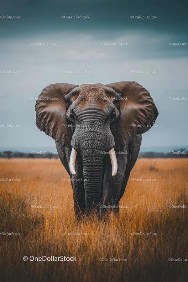 Majestic African Elephant in the Golden Savanna