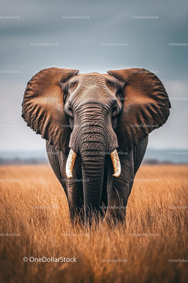 Majestic African Elephant in the Vast Savannah
