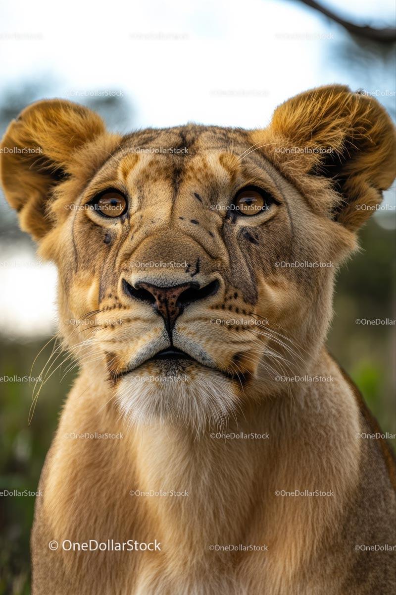 Close-Up Portrait of a Majestic Lion in Natural Habitat