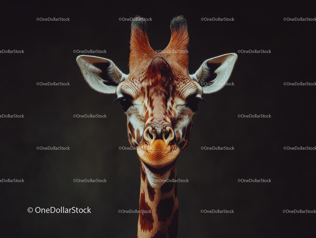 Majestic Giraffe Close-Up Against Dark Background