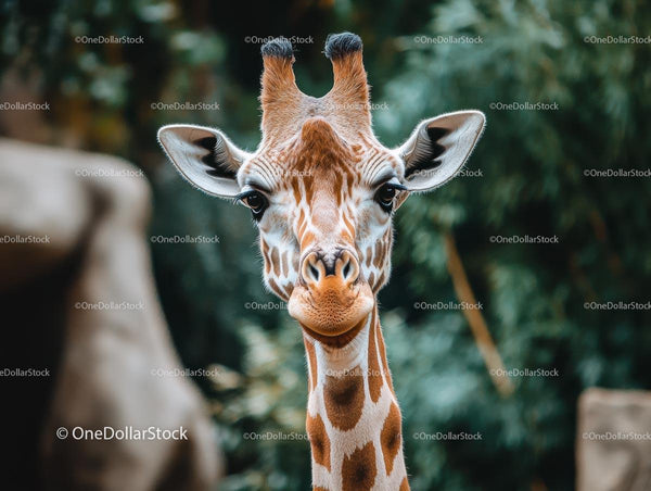 Giraffe Portrait with Spotted Pattern in Natural Habitat