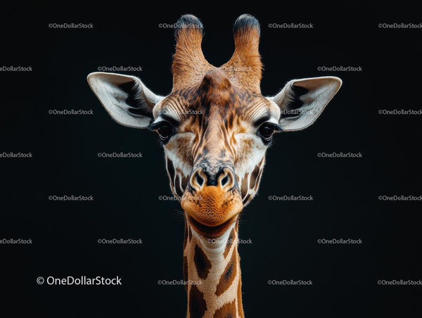 Majestic Giraffe Portrait Against Dark Background