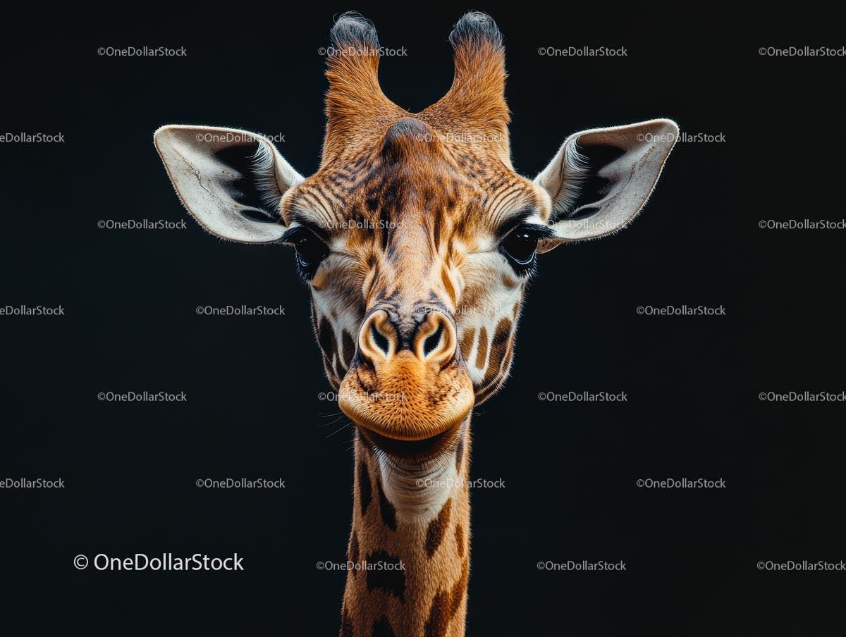 Majestic Giraffe Staring Intently in Studio Portrait