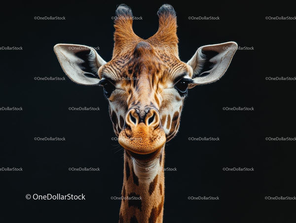 Majestic Giraffe Staring Intently in Studio Portrait