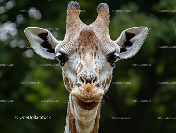 Gentle Giraffe Portrait in Lush Greenery