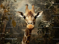 Majestic Giraffe Amongst Lush Jungle Foliage