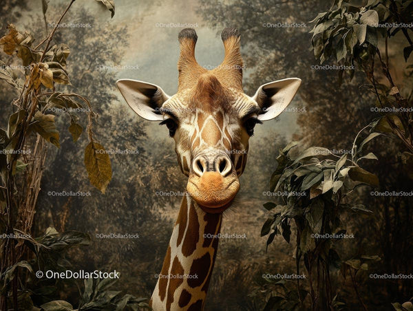 Majestic Giraffe Amongst Lush Jungle Foliage