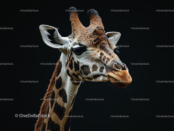 Majestic Giraffe in Profile Against Dark Background