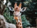 Close-Up Portrait of a Giraffe in Natural Habitat