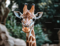 Close-Up Portrait of a Giraffe in Natural Habitat