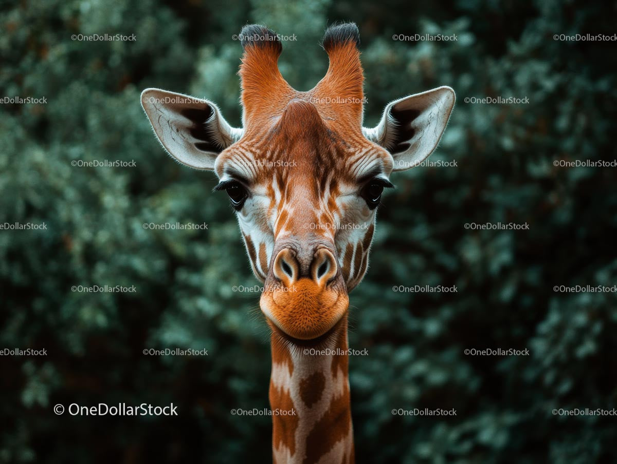 Majestic Giraffe Against a Lush Greenery Background