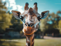 Close-Up Portrait of a Curious Giraffe in Natural Habitat