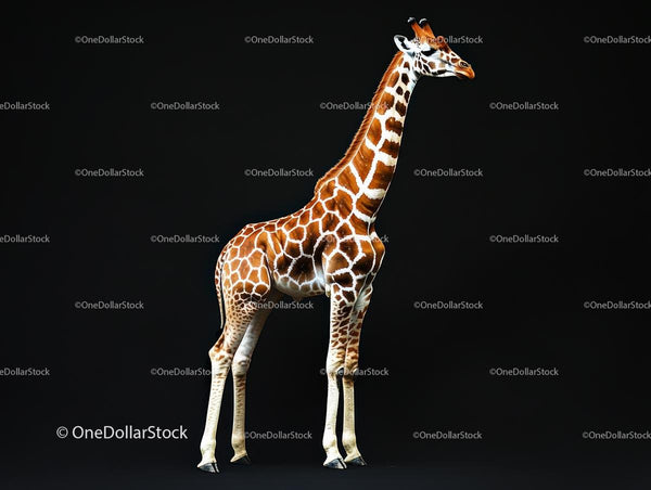 Majestic Giraffe Standing Against Black Background