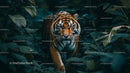 Majestic Tiger Stalking Through Lush Green Jungle