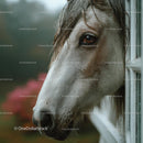 Horse Gazing Through a Window on a Misty Day