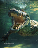 Crocodile Underwater with Open Mouth Showing Teeth