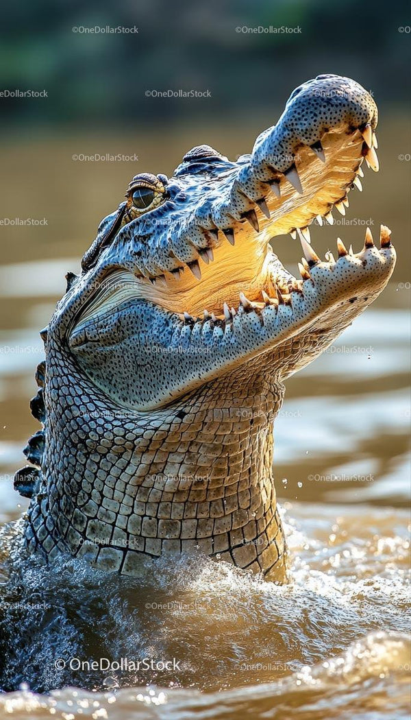 Powerful Crocodile Emerging from the Water