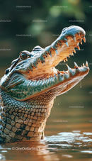Close-up of Crocodile in River with Open Mouth