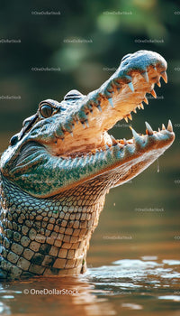 Close-up of Crocodile in River with Open Mouth