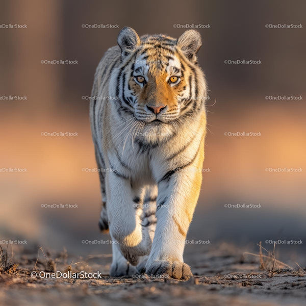 Majestic Tiger Walking Through Natural Habitat