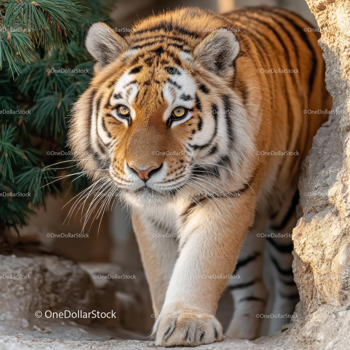 Majestic Siberian Tiger Stepping Out of the Shadows