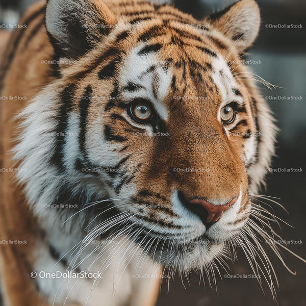 Majestic Tiger in Natural Habitat Close-Up