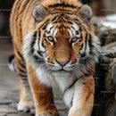 Majestic Siberian Tiger with Intense Gaze in Natural Habitat