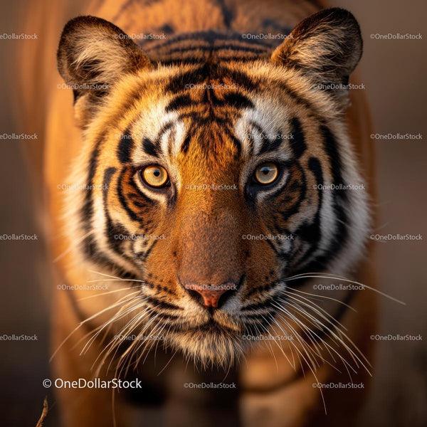 Majestic Tiger with Intense Gaze in Natural Habitat