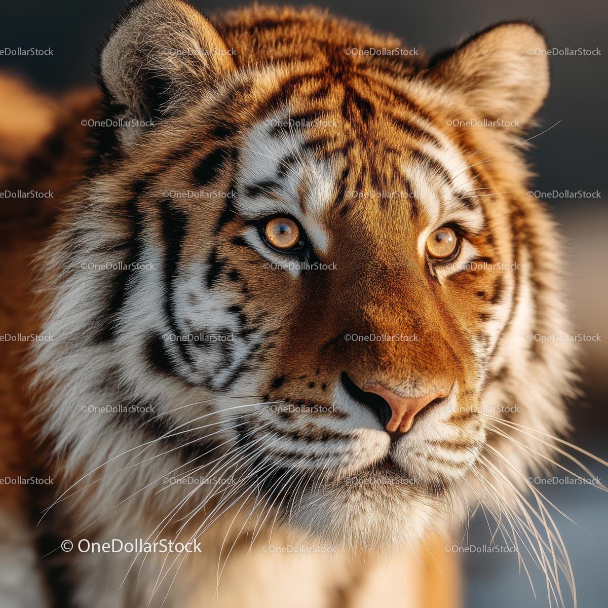 Close-up Portrait of a Majestic Tiger with Intense Gaze