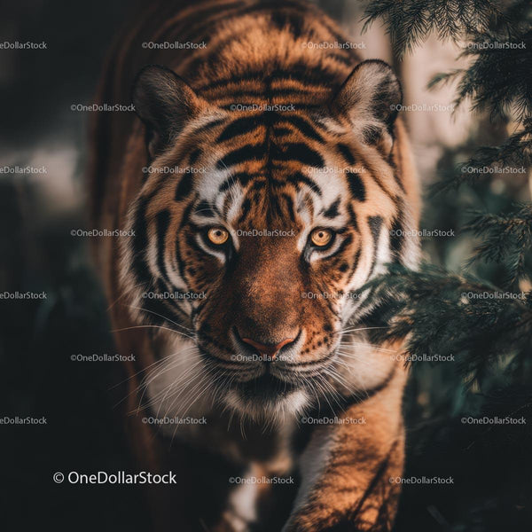 Majestic Siberian Tiger in Lush Greenery