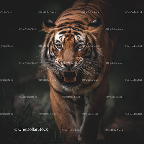 Majestic Tiger in the Wild Displaying Fierce Power
