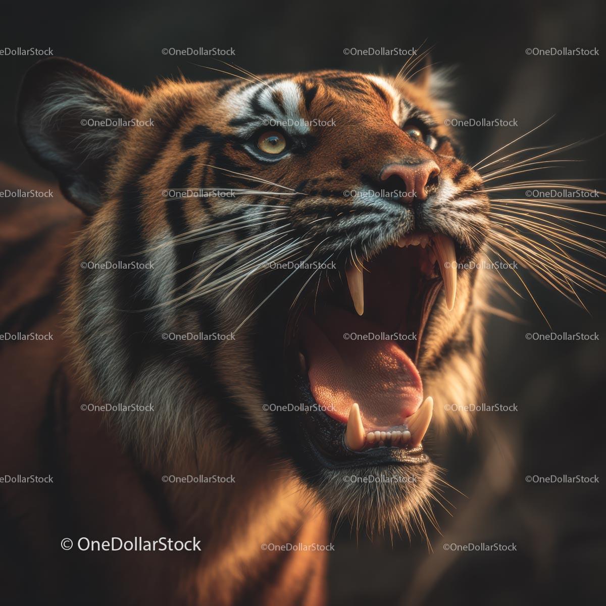 Fierce Roaring Tiger in the Wild