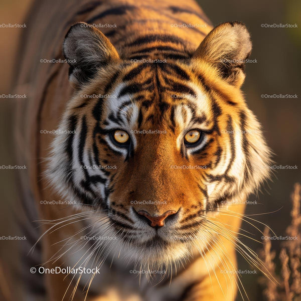 Majestic Bengal Tiger in the Wild with Intense Gaze