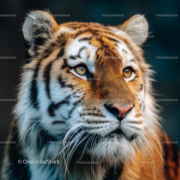 Close-up of a Majestic Tiger's Face in Natural Setting