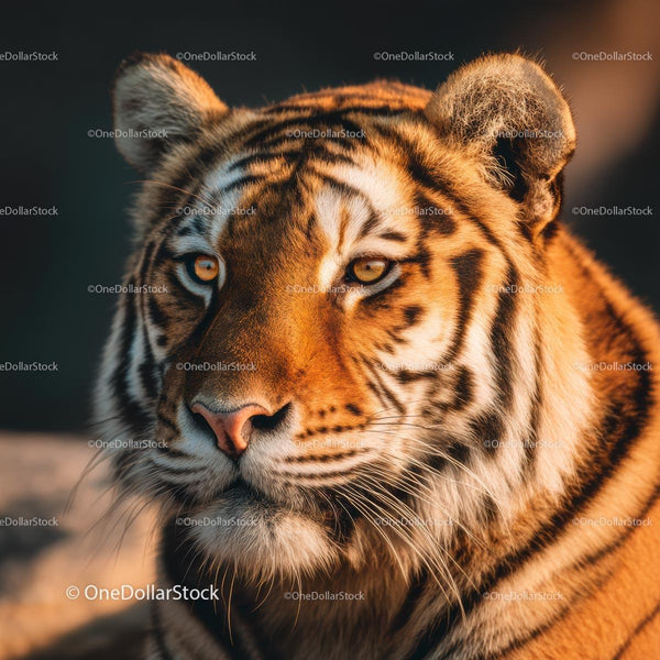 Majestic Tiger Portrait in Golden Light