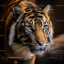 Close-Up Portrait of a Majestic Tiger with Intense Eyes