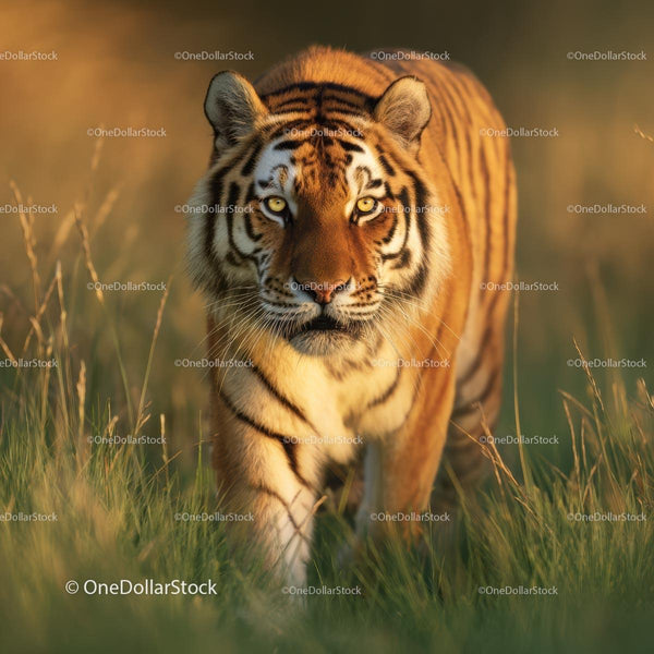 Majestic Tiger in Natural Grassland Habitat