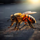 Close-Up of Honeybee in Sunlit Environment