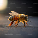 Detailed Close-Up of a Honeybee in Natural Light
