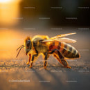Close-Up of Honey Bee in Warm Golden Sunlight