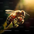 Close-Up of a Honeybee in Sunlit Garden